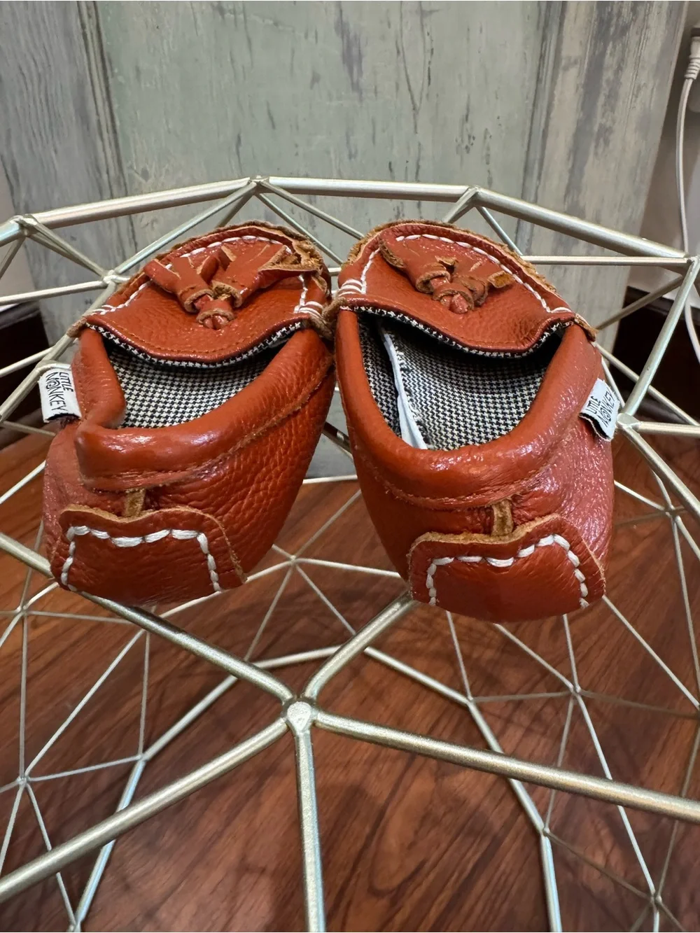Little Monkey leather loafers shoes burnt orange boys girls baby